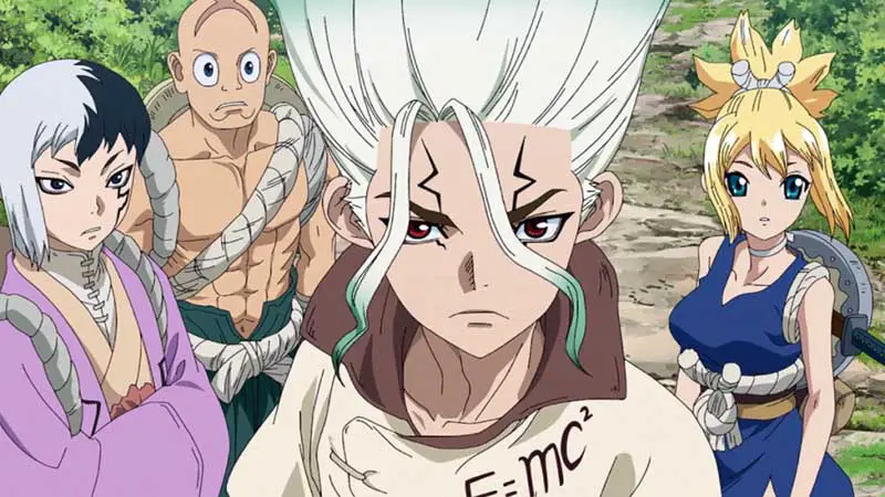 Dr.stone is best new gen anime with dystopian lands exploration for beginners