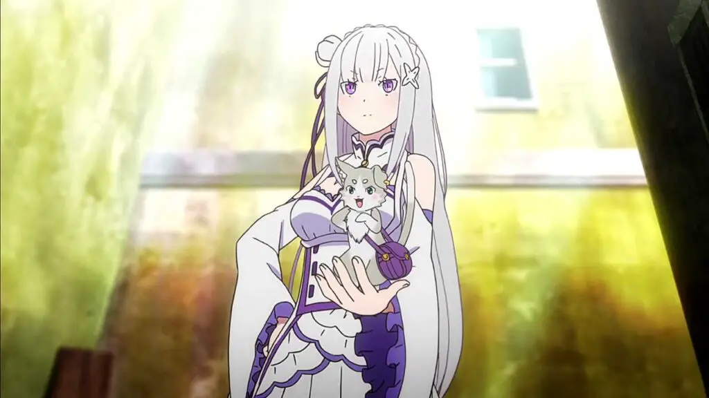 Emilia from rezero is wholesome white hair half elf female