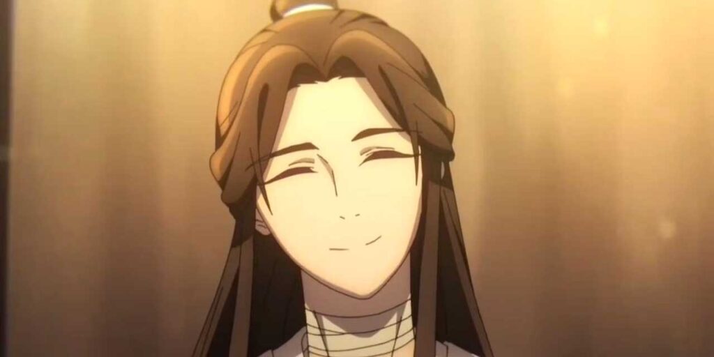 Xie Lian from heavens official blessing is handsome male anime character with long black hair
