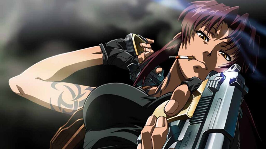 Revy from black lagoon wreaks havok with her fearsome attitude
