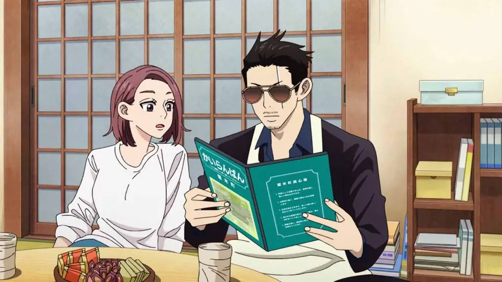 The Way Of The Househusband anime features a protagonist who try everthing to make his wife's life easier